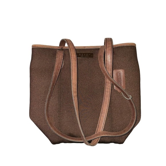 Coach Vintage Neoprene And Leather Brown Tote Bag Purse With Hangtag - Picture 9 of 15